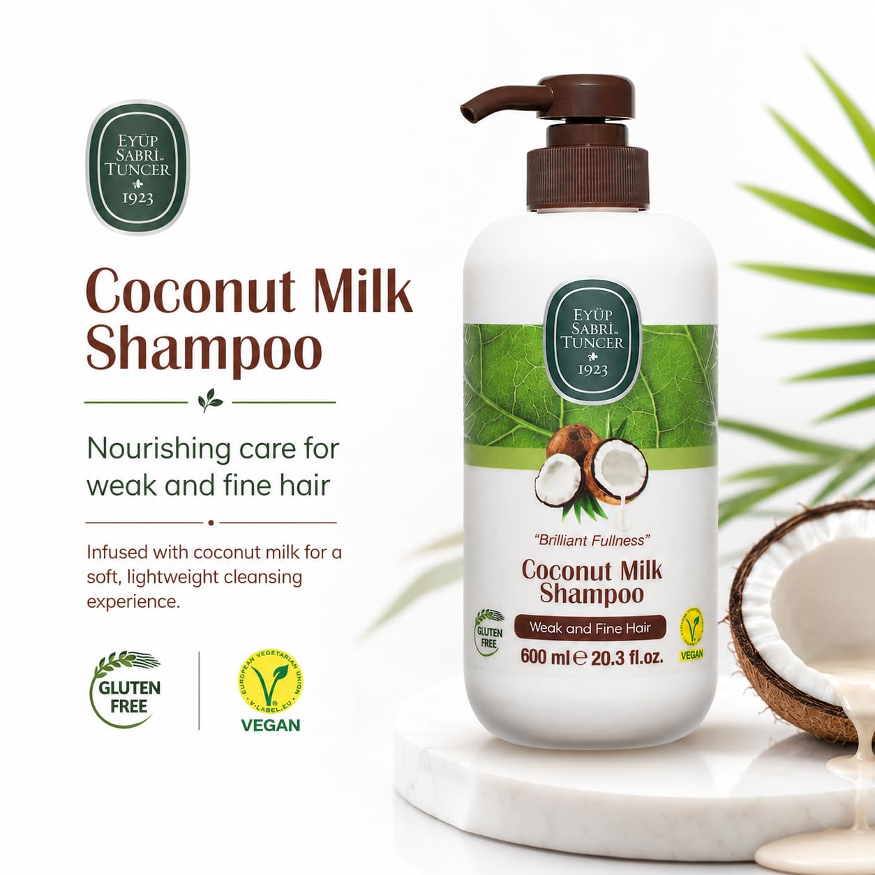 Eyup Sabri Tuncer Coconut Milk Shampoo, 20.3 fl oz (600 ml), Vegan image 5