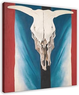 Georgia O'Keeffe's Famous Print Poster Cow's Skull Red, White, And Blue Canvas Poster Bedroom Decor Print Sports Landscape Office Room Decor Gift Frame Frame 16x16inch(40x40cm)