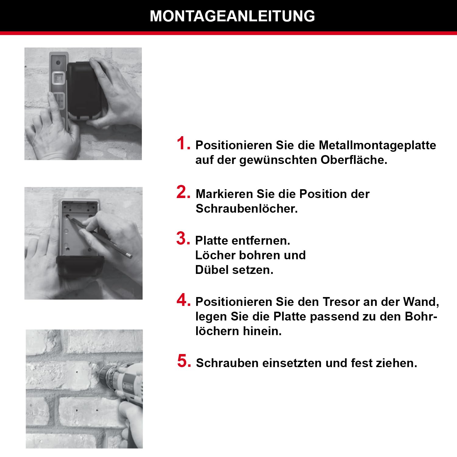 Master Lock Schlüsseltresor mit beleuchteten Zahlenrädern, Wandhalterung, 12.6 x 7.2 x 5.2 cm