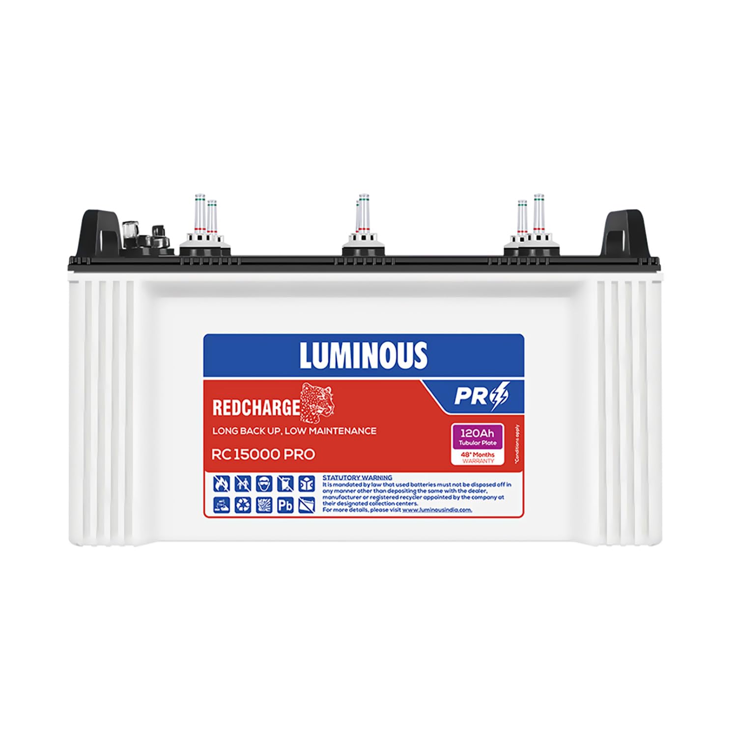 Luminous Red Charge RC 15000 PRO Battery for Home, Office & Shops | 120 Ah Tubular | Blue & White | Easy Installation | Durable and Reliable Battery | Minimum Maintenance | with 48 Months Warranty-image-18