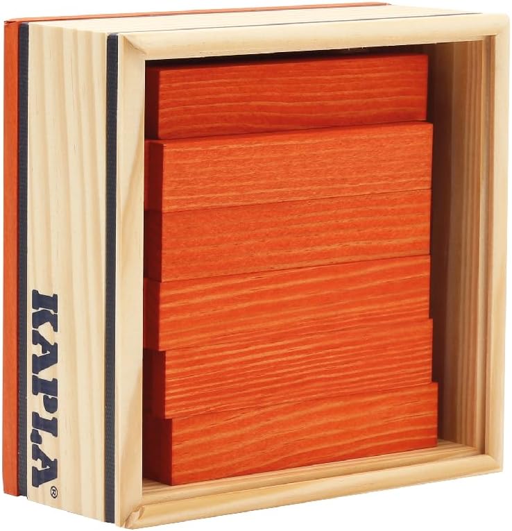 KAPLA 40 Squares Orange - Wooden Construction Set - 40 Orange Colored Building Planks - for Ages 3+