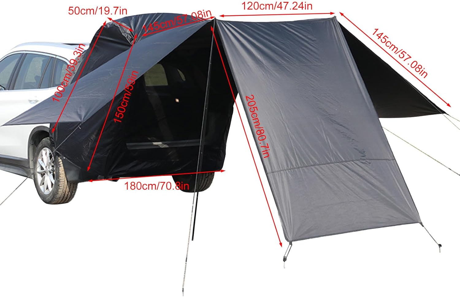 SUV車用キャンプテント &ndash; 17.72x7.09x7.09インチ 防水5‑8人用テールゲートテント、アウトドアキャンプ用ポータブル