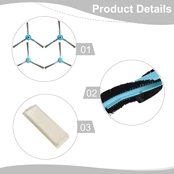 Replacement Parts Kit for For Conga 3290 3390 3490 3590 3690 3790, Main Roller Brush Side Brushes For HEPA Set, Robot Vacuum Accessories Cleaning Tools