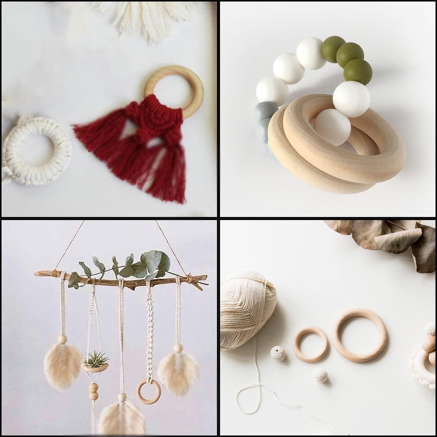 Anillos de Madera Sin Pintar 1.37 Pulgadas/35mm, Aros de Madera Natural para Suministros de Macramé y Fabricación de Joyería DIY, Kits de Manualidades para Conectores de Colga(Size:1.37in/35mm 100pcs)