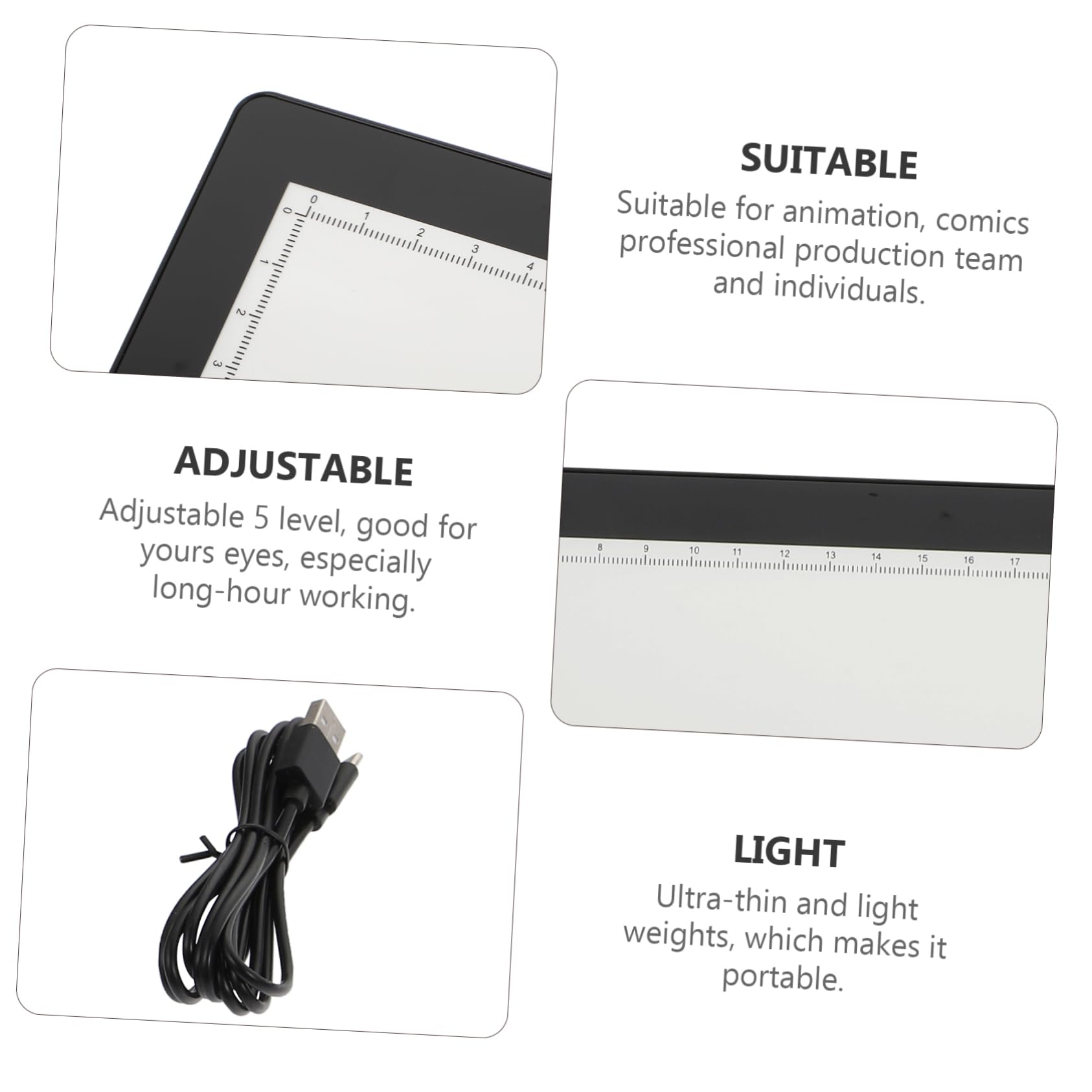 Tavola Luminosa A4 per Copia e Tracciatura, 1 Pezzo Ricaricabile | Abs Nero, 2500mah, Ultra-sottile e Portatile, per Team Professionali di Animazione e Fumetto