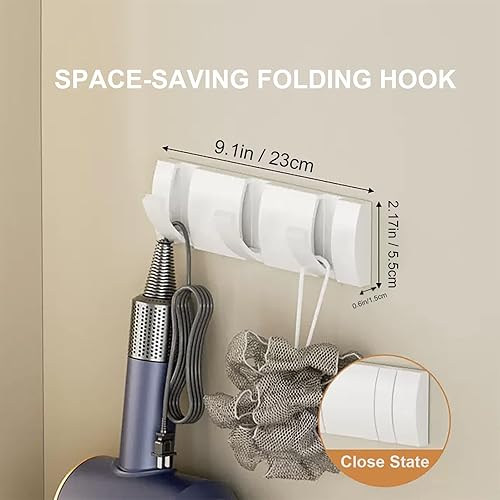 Miniatura 6 de AISHEDYER Perchero de pared con 3 ganchos, ahorro de espacio, resistente, para colgar abrigos, para cocina, dormitorio, baño, ropa colgante,