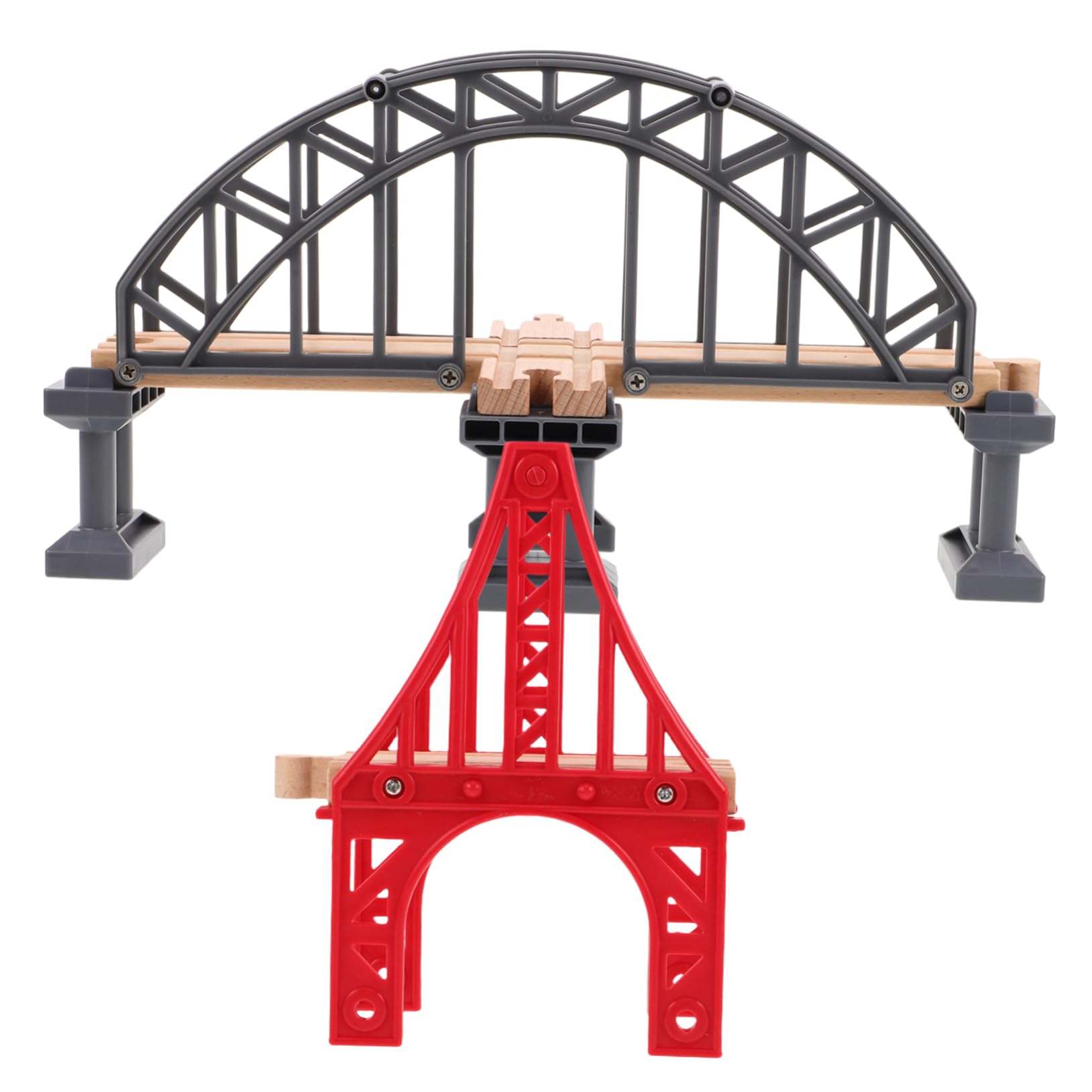 Pont en bois pour train jouet pour imaginer des aventures de voies ferrées dans la chambre