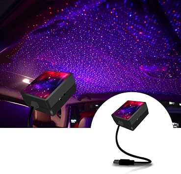 USB Star Projector Night Light Car Roof Light Adjustable Interior Car Light Portable Car LED Light 2 Colors Plug and Play Auto Ceiling Interior Light Star Light for Cars Bedroom Roof Party Home Decor