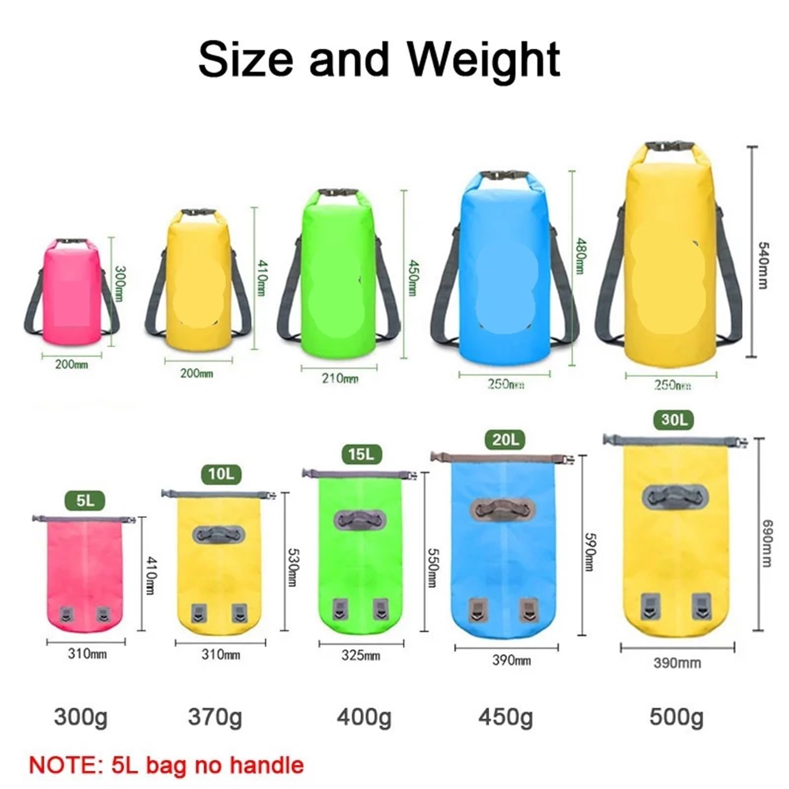 Bolsa Seca Impermeable Bolsa Seca de Almacenamiento Impermeable PVC for Deportes al Aire Libre, 5L/10L/15L/20L/30L, for Canoa, Kayak, Rafting, natación, Kit Viaje, Mochila(Pink,20L)