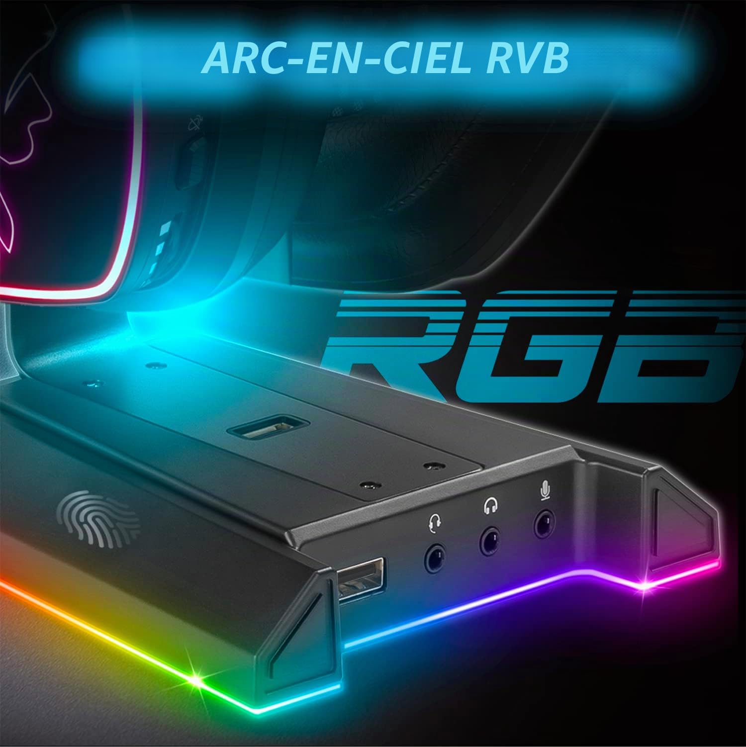 Spirit Of Gamer | Support Casque Gamer RGB en Métal | Son 7.1 Virtuel | Socle Antidérapant & Lumineux | 2 Ports USB Inclus | Rétroéclairage LED | Repose Casque Audio pour Bureau | Gaming Headset Stand
