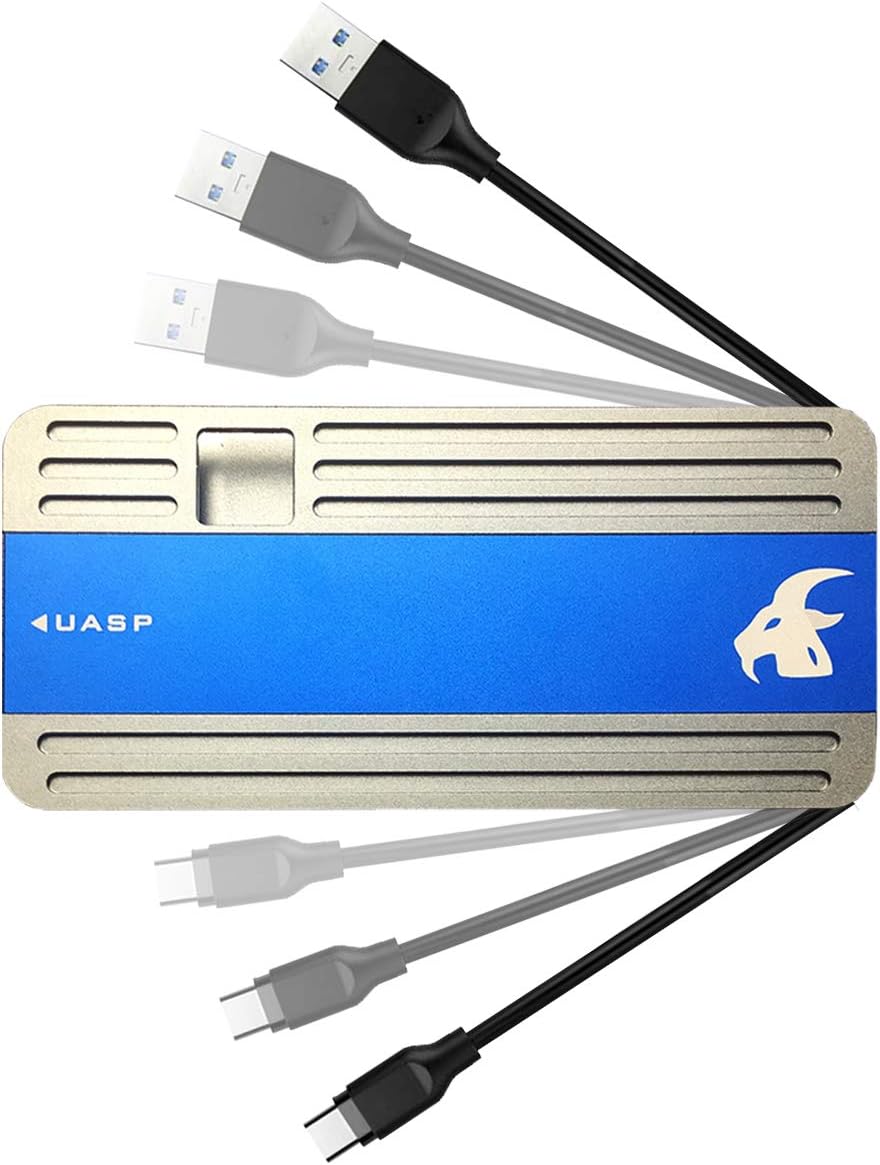 GLOTRENDS M.2 NVME to USB C Adapter Enclosure for NVME M.2 SSD(Key M),Trim UASP S.M.A.R.T Support, Aluminum Case with Space for USB Cable Collection (Capricorn)