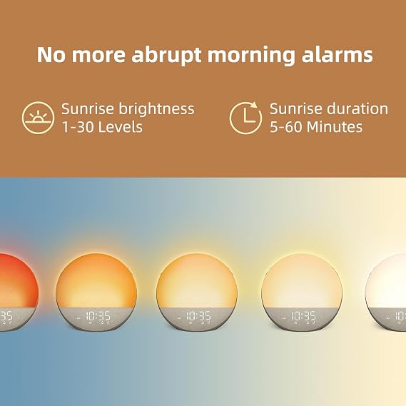 Odokee Sunrise Alarm Clock White Noise Machine: Natural Wake Up Light