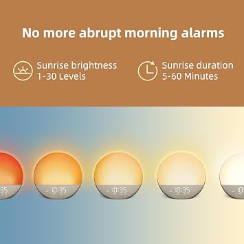 Odokee Sunrise Alarm Clock White Noise Machine: Natural Wake Up Light