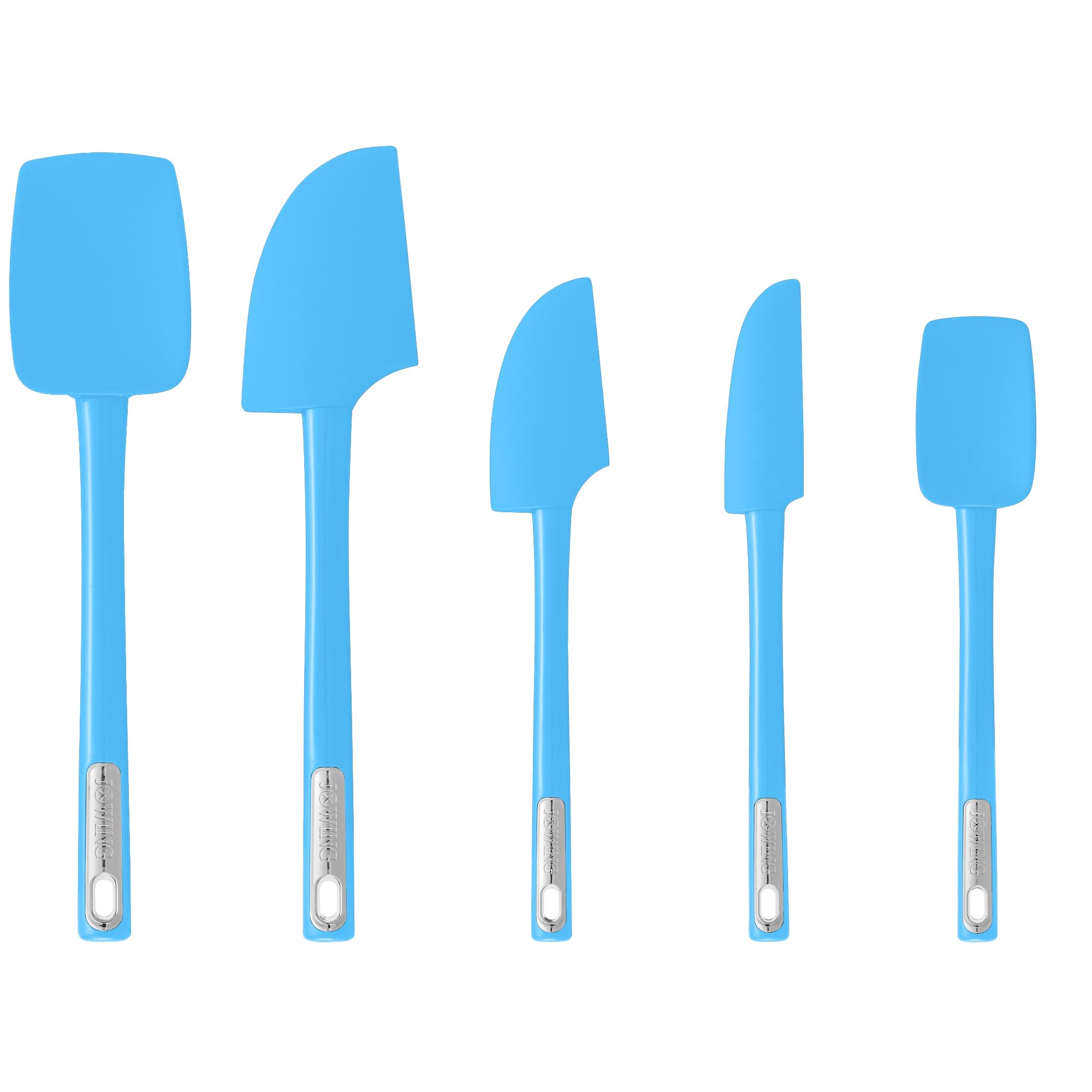 Premium Silikon Spatel Set, flexibel, hitzebeständig, rutschfester Griff, Backen, Kochen, Gummi, Blau