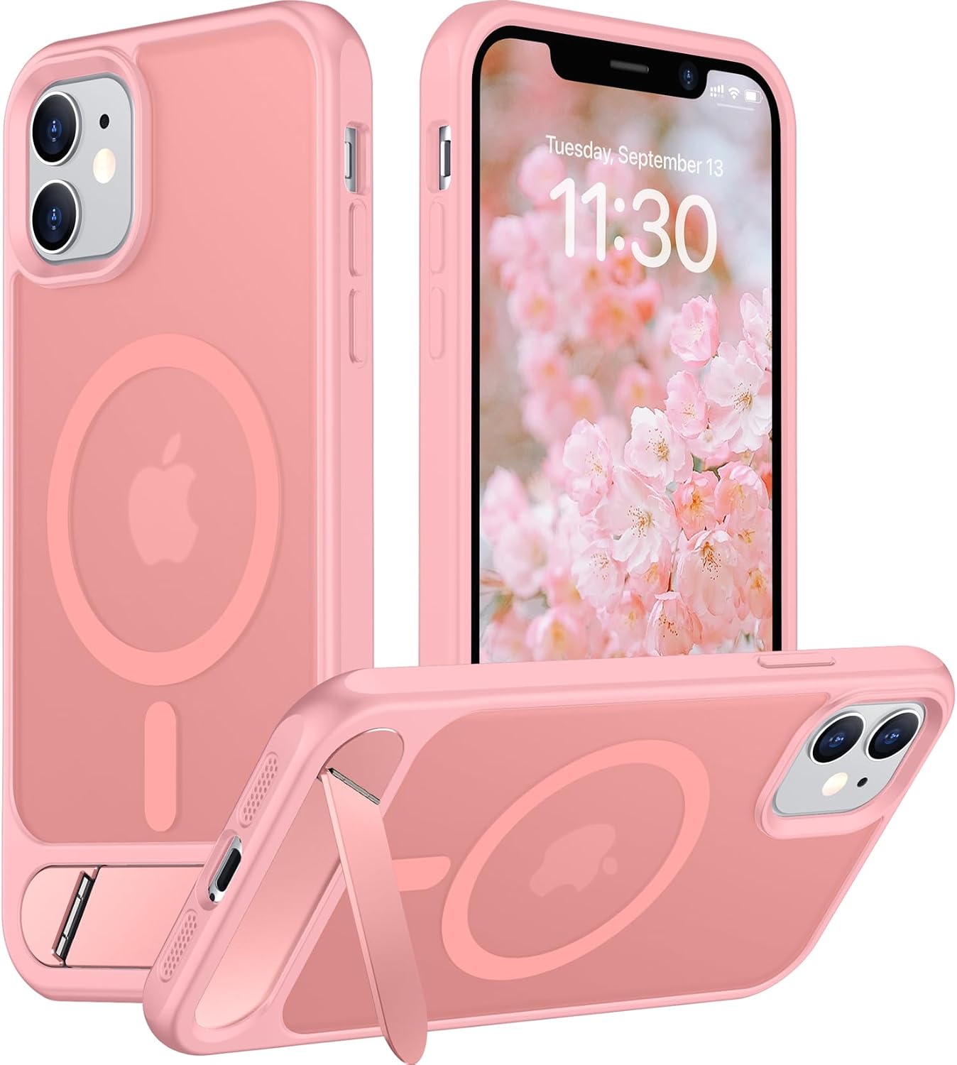 Magnetic Compatible with iPhone 11 Phone Case, [Built-in Invisible Kickstand][Compatible with MagSafe] [Military Grade Shockproof] Slim Translucent Matte Phone Case for iPhone 11 6.1"