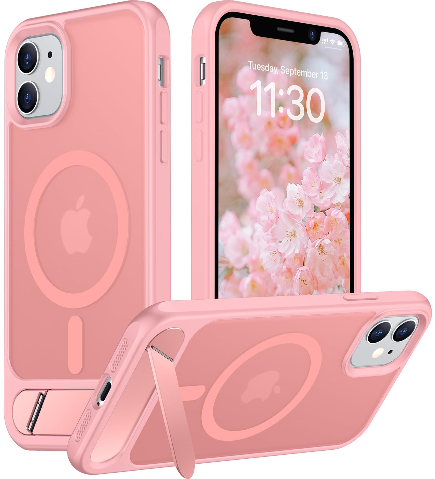 Temdan Magnetic Compatible with iPhone 11 Phone Case, [Built-in Invisible Kickstand][Compatible with MagSafe] [Military Grade Shockproof] Slim Translucent Matte Phone Case for iPhone 11 6.1"