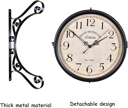 Miniatura 3 de Reloj de estación de tren, reloj de pared grande de 18 pulgadas, relojes de doble cara, reloj de 360  a batería, estilo europeo, sin tictac, relojes