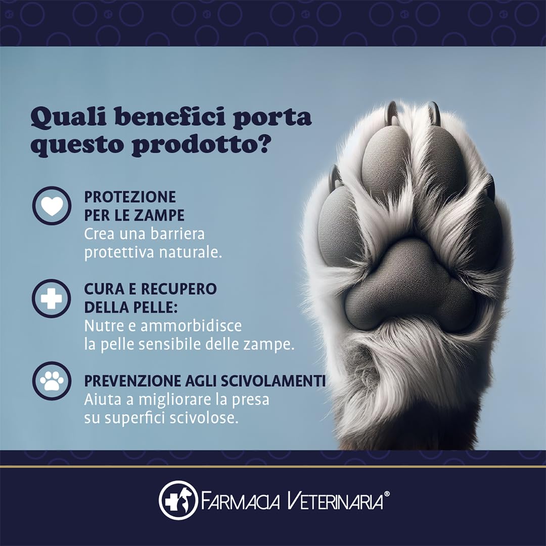 Farmacia Veterinaria Crema Polpastrelli Cane Protettiva per Il Caldo - Balsamo Zampe e Naso, Protezione da Asfalto, Neve e Secchezza, Ideale per Cani e Gatti - 50ml