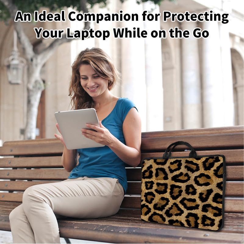 Funda para laptop 14-15 pulgadas con asa y diseño Leopardo miniatura 7