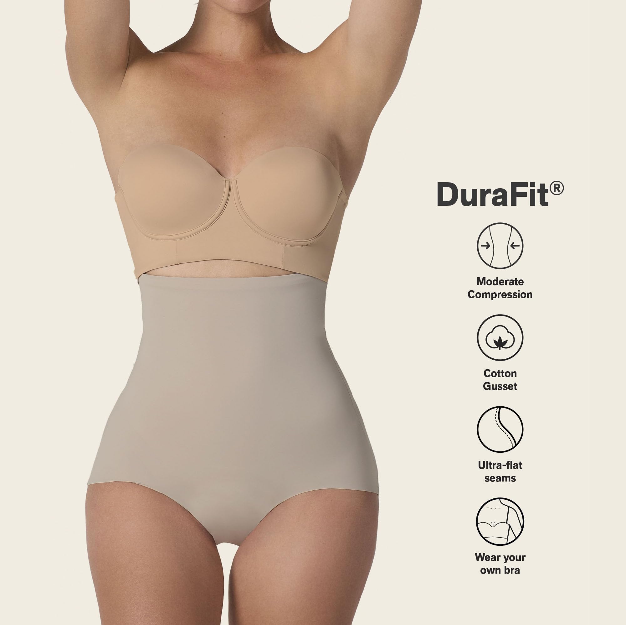 Leonisa Culotte Gainante Taille Haute avec Maintien modéré du Ventre et du Dos