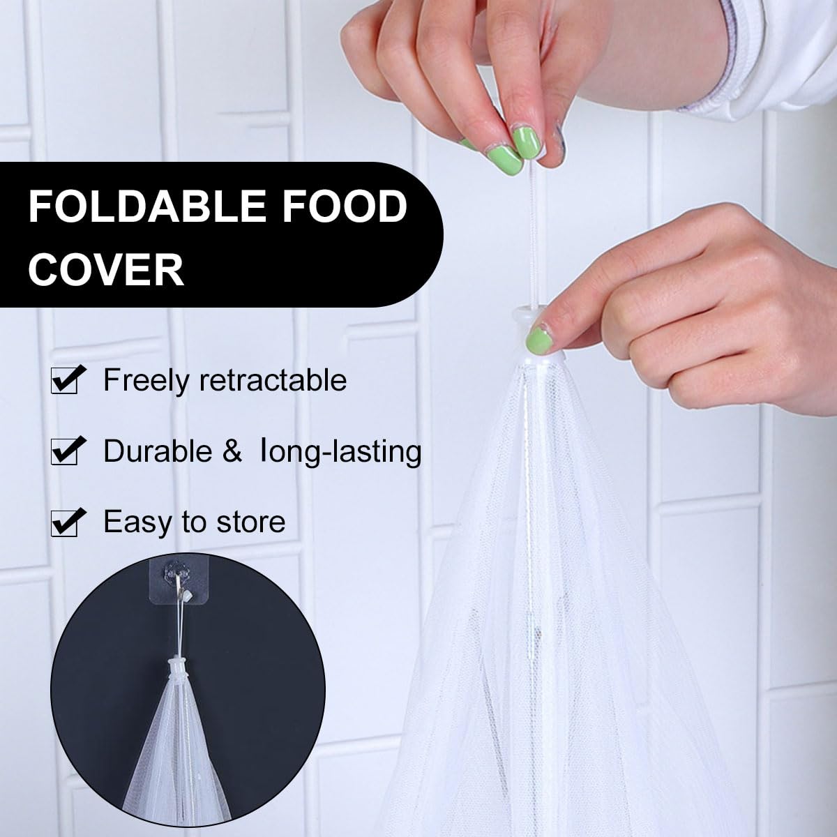 Cubiertas para Alimentos, Cubierta Plegable para Alimentos, Cubierta Contra Moscas, 3 Piezas Mosquitera Comida Desplegable, Cubierta Plegable para Tartas, Cubierta Protectora Alimentos Fresca, 32*32cm