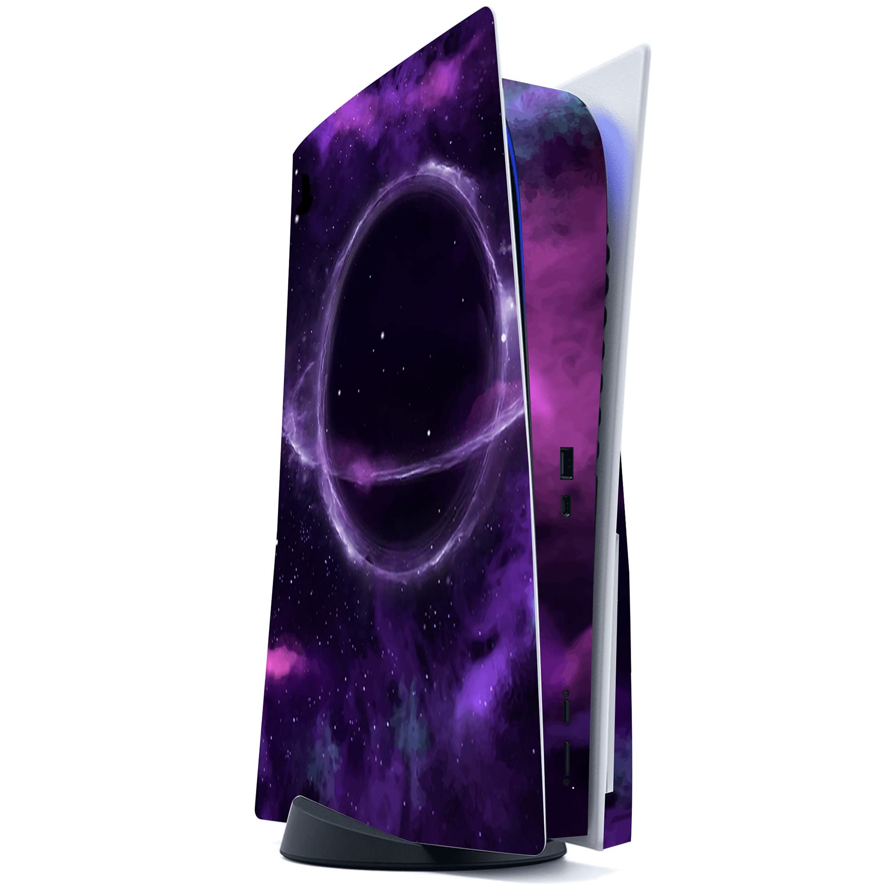 playvital Purple Deep Space Full Set Skin Decal for ps5 Console Disc Edition, Sticker Vinyl Decal Cover for ps5 Controller & Charging Station & Headset & Media Remote - 3