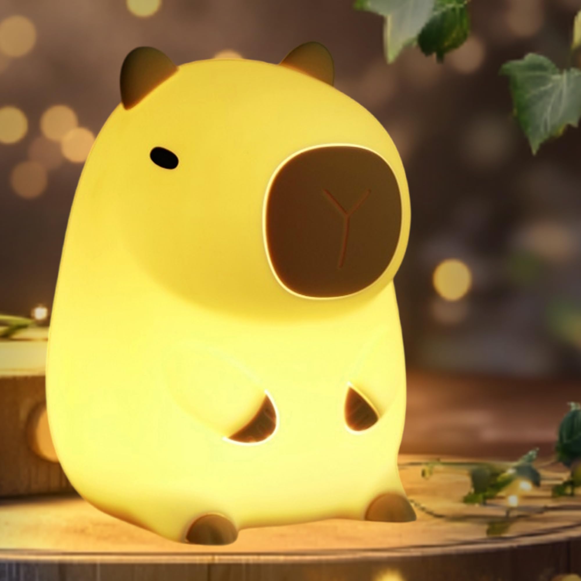 BemeedLigt Capybara Night Light,Cute Silicone Squishy LED Animal Lamp,Dimmable Nursery Nightlight,Rechargeable Bedside Table Lamp with Touch Control,
