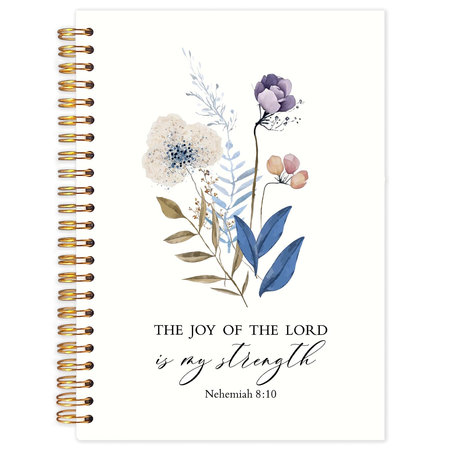 Yhtrg Christian Floral Spiral Notebook Journal, the Joy of the Lord Is My Strength Bible Notebook for Women, Scripture Journals, Bible Journaling Notebooks for Office School Supplies, 5.5x8.3 — image 1