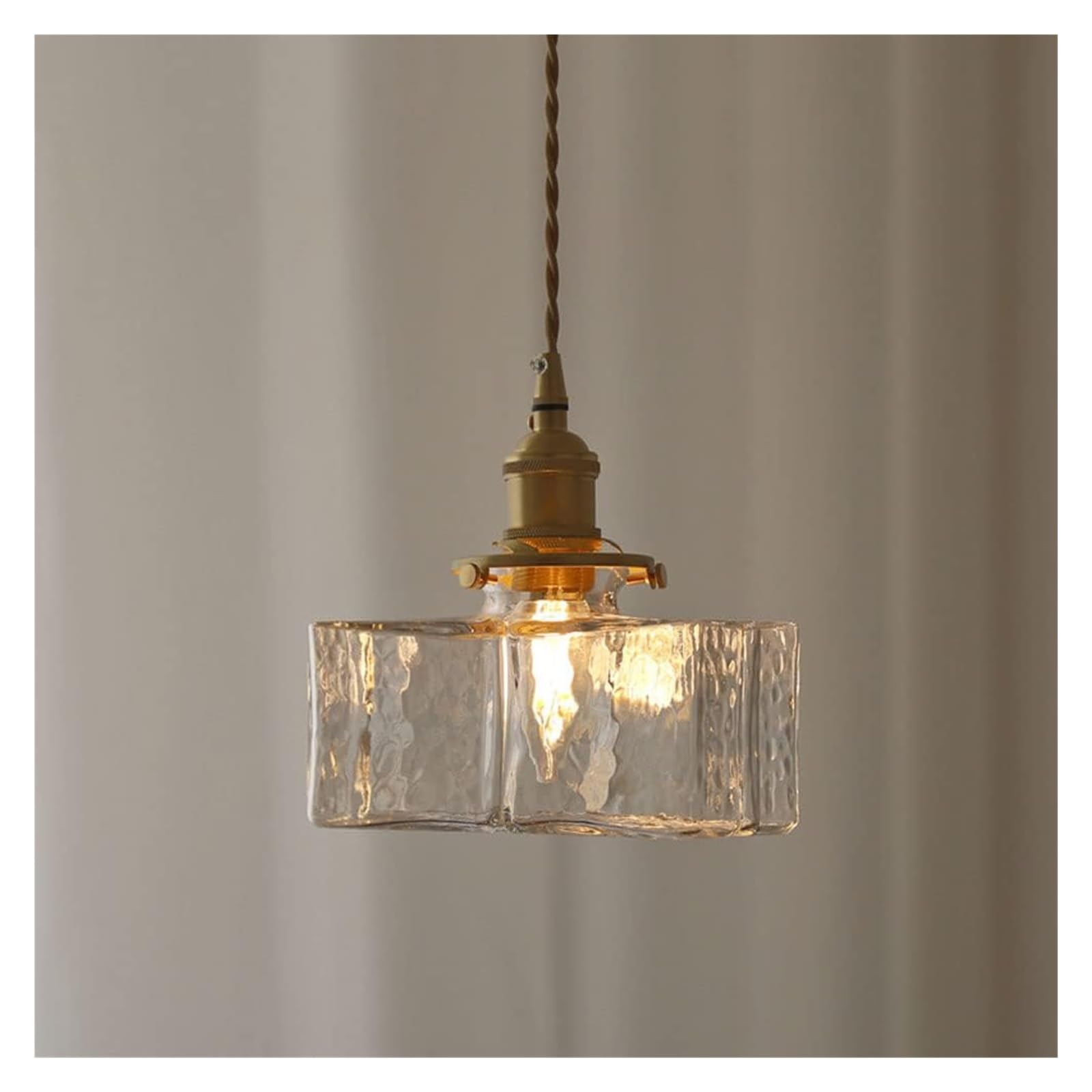 OGYJMSFN Chandelier Ceiling Lamp Wall Lamp Square Glass Pendant Light Ceiling Hanging Lamp with Hammered Lampshade in Bottle Shape Ceiling Lamp Single Island Lighting Fixture E27 Socket -B(B)