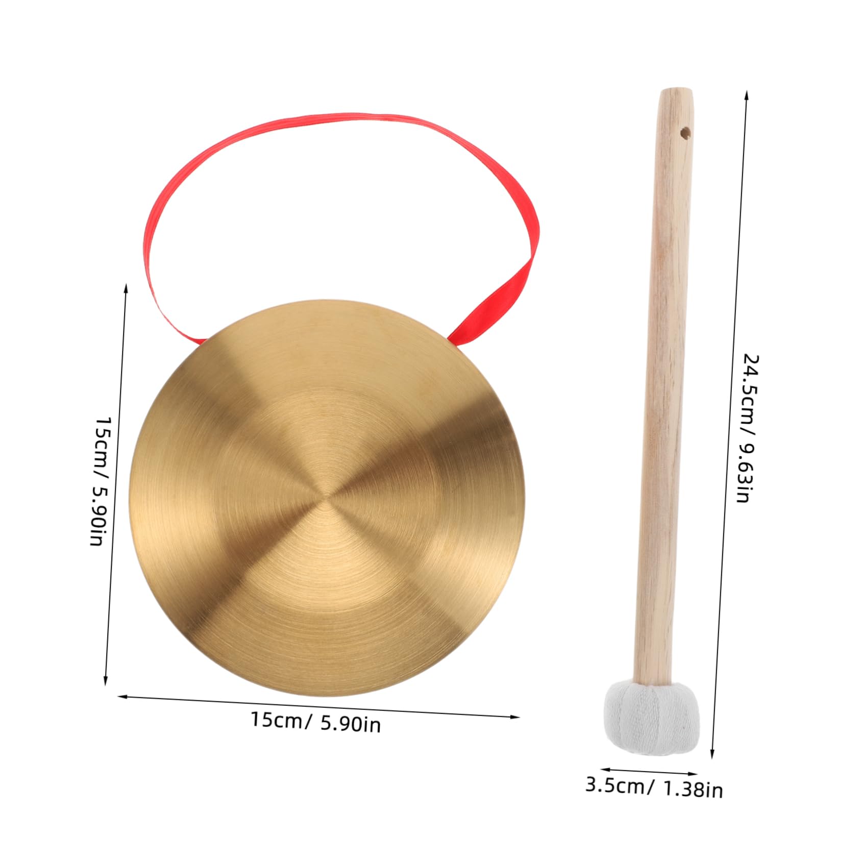 CATIEBYE 1Set Mini Gong with Wooden Mallet Traditional Chinese Percussion Instrument for School Music Classes Family Entertainment and Team Activities