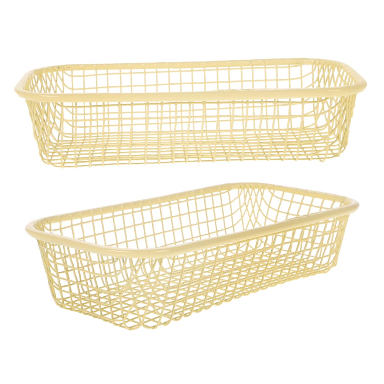 Cabilock 2pcs Yellow Wire Basket Iron Mesh Desktop Organizer for Snack Storage Makeup Brush Holder Home Kitchen Office School Decor Versatile Storage