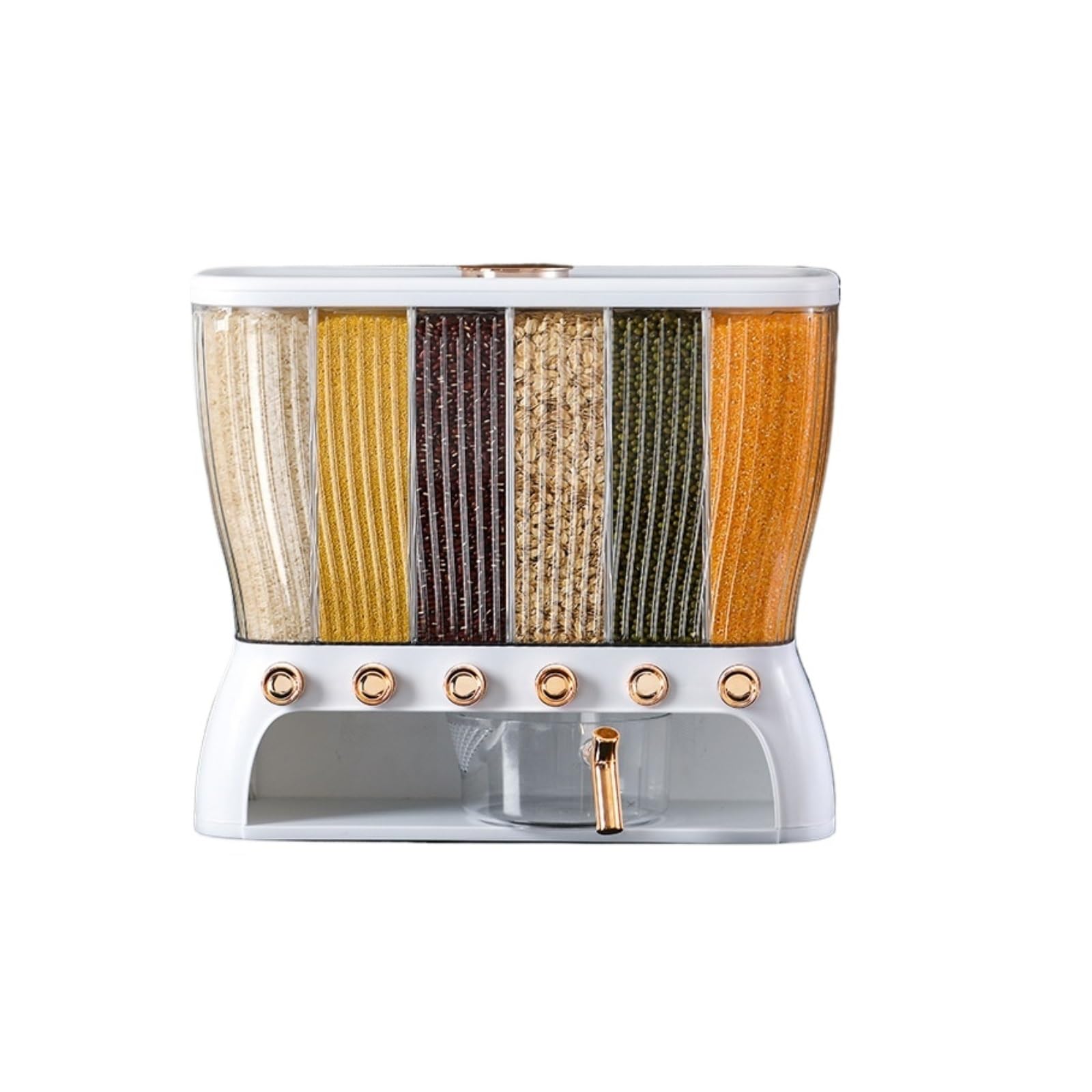 CVdrtyED Dry Food Cereal Dispenser 6 Grid Food Storage Box Cereal And Rice Dispenser Dry Container For Nuts Soybeans Coffee Beans Pantry Rice Container