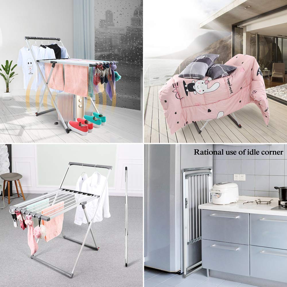 Faltbares / Wohnzimmer Balkon Aluminium Outdoor Winddicht Rutschfest Trocknen Quilt Rack Große Kapazität Baby Kleidung Socken Handtuchhalter