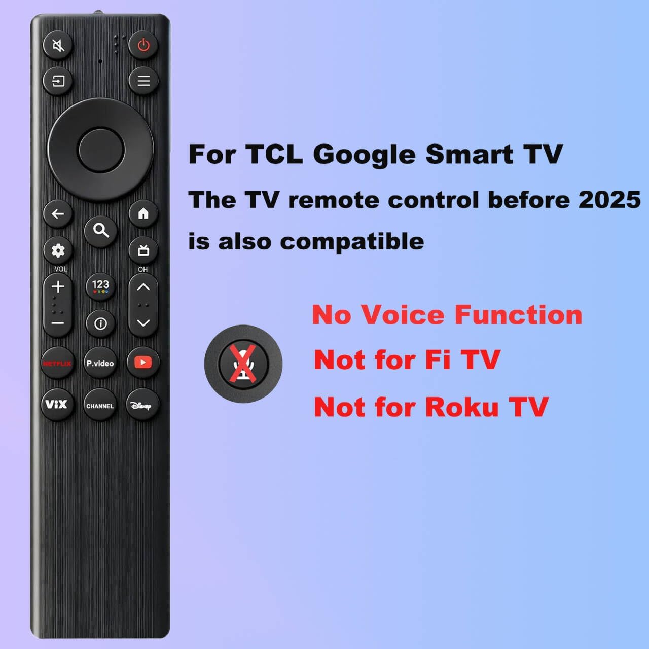 for TCL Google TV Remote Control Replacement,Compatible with TCL QD-Mini LED 4K UHD 50/55/65/75/85 QM5K,QM6K,QM7K Google Smart TV Series and More (No Voice Control)
