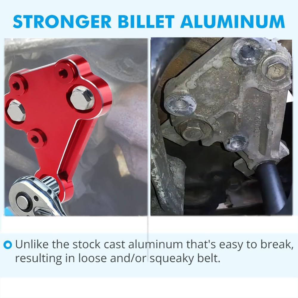 Canitu Red Power Steering Pump Bracket,Billet Aluminum Mounting Cylinder for Jeep Grand Cherokees 1996-1998 with the V-8 Engine(5.2L & 5.9L),Replaces 53010256AB