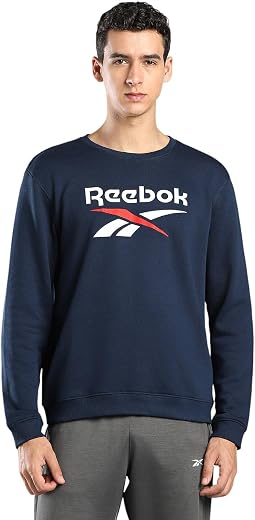 Reebok Men’s Classic Crew Sweatshirt – Cozy Fleece Pullover, No Hoodie Design