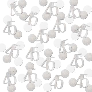 Silver Glitter 45 Confetti, 45th Birthday Number Confetti, 200pcs Anniversary Party Table Decoration Supplies
