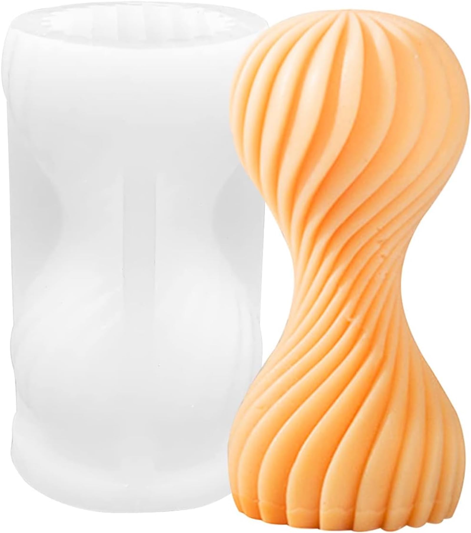 Round Wave Twirl Candle Mold I 3D Fondant Spiral Pillar Silicone Epoxy Design Candle Mould I for DIY Handmade Ornament Chocolate, Cake Décor, Aromatherapy, Plaster, Soap, Resin Art Craft