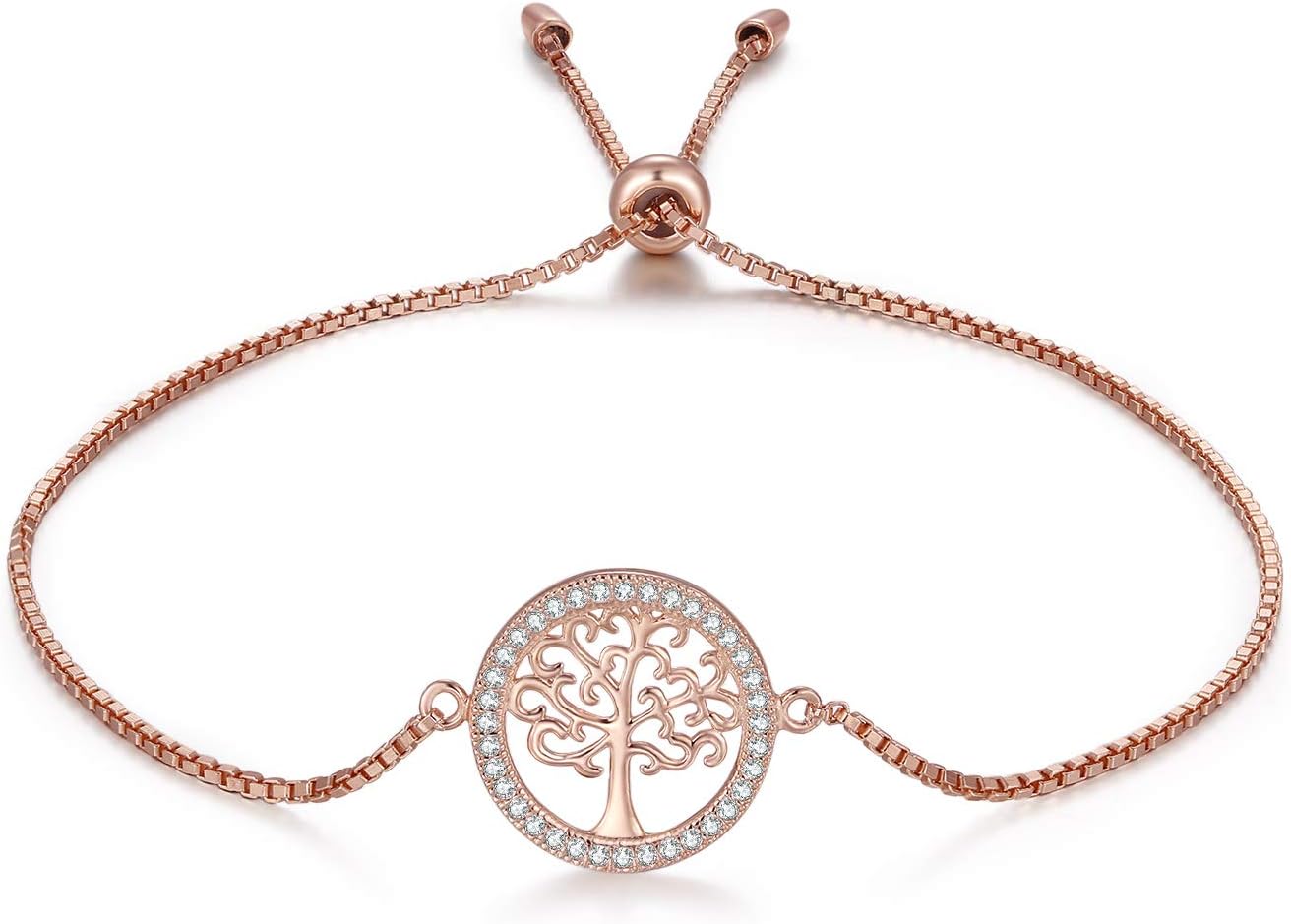 MEGA CREATIVE JEWELRY Women 925 Sterling Silver Tree of Life Bracelet with Crystals Jewellery Gifts for Her Mum Wife Girlfriend