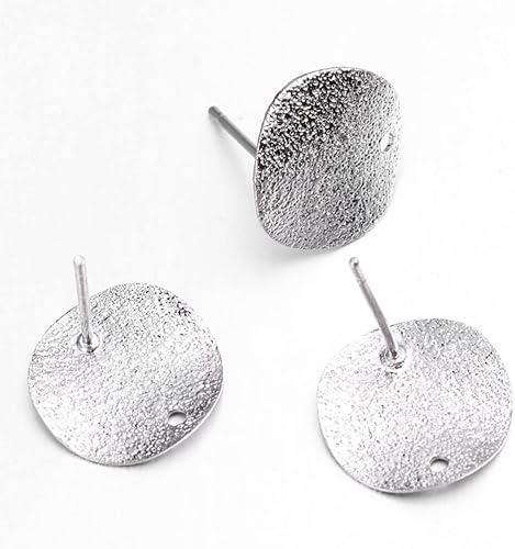 Miniatura 3 de MILISTEN 30 piezas de aretes de acero inoxidable postes redondos en blanco aretes de clavija plana componentes de perno de oreja hallazgos para