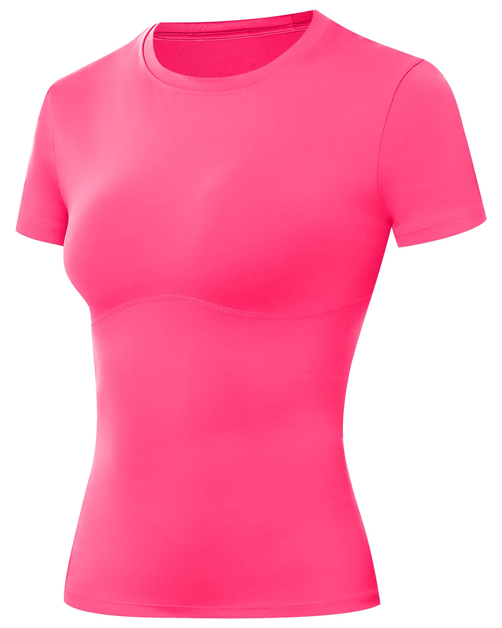 Moozava Women's Compression Shirt Short Sleeve Workout Tops Athletic T-Shirts Base Layer for Gym Running Yoga Sports