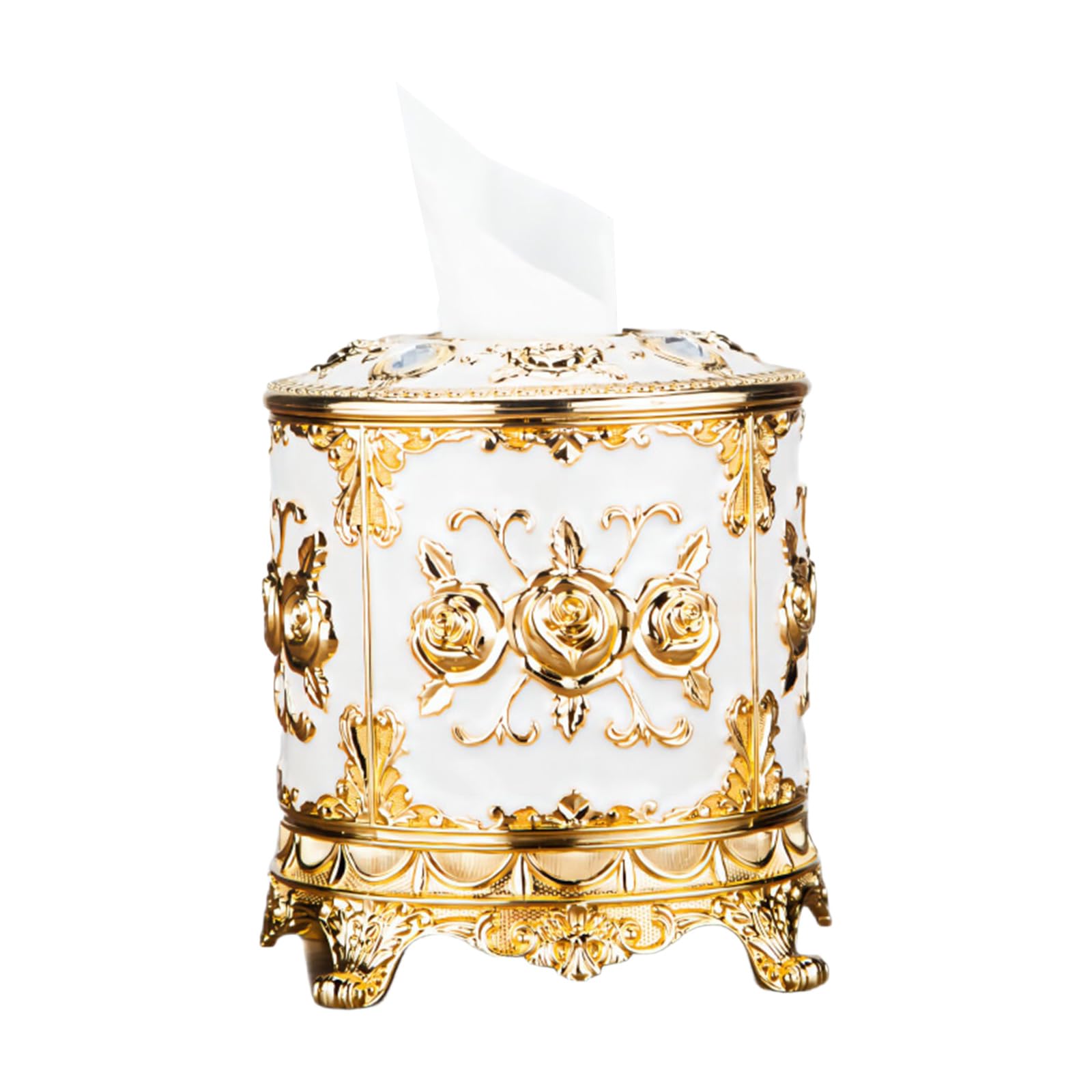 Zxfdsfdbnm Decorative Enameled Round Tissue Paper Holder Sturdy PP Construction for Daily Use Elegant Dining Table Planner