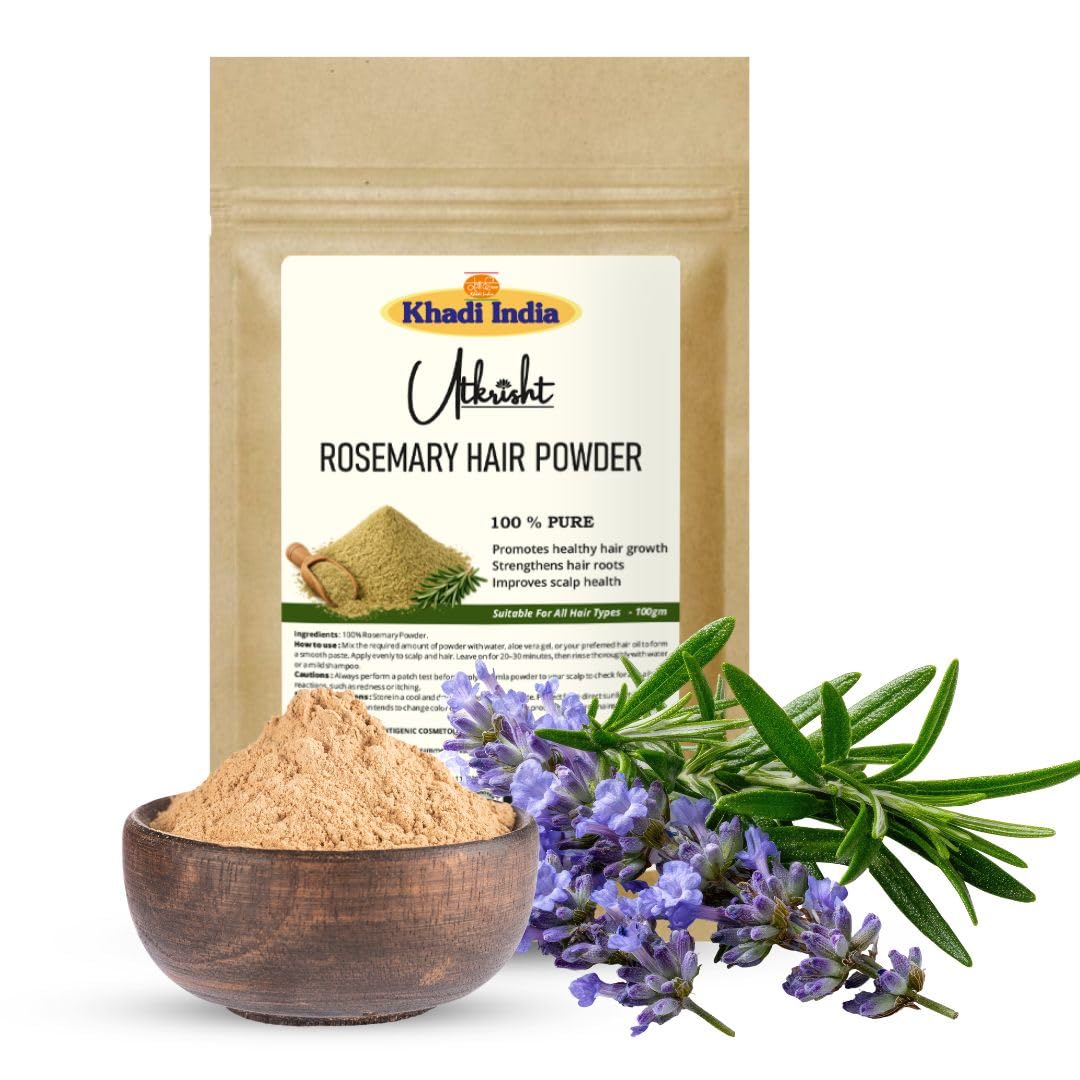 Khadi Utkrisht Rosemary Hair Powder for Hair Growth & Anti Hair Fall | 100% Pure & Natural Rosemary Leaf Powder | Strengthens Roots, Reduces Dandruff & Promotes Thick Healthy Hair – 100g-image-36