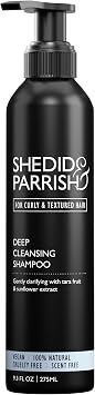 Shedid & Parrish Deep Cleansing Shampoo for Curly, Coily & Afro-Textured Hair   Vegan, Sulphate Free Clarifying Shampoo   Eases Detangling   Fragrance Free & pH Balanced for Sensitive Scalps 275ml