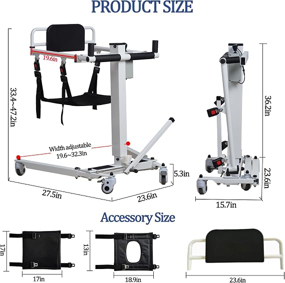 Patient Lift Transfer Chair, Electric Foldable Patient Lift for Home, Wheelchair Lift for Car, Patient Lift Aid, Shower Transfer Chair for Seniors, 275lbs