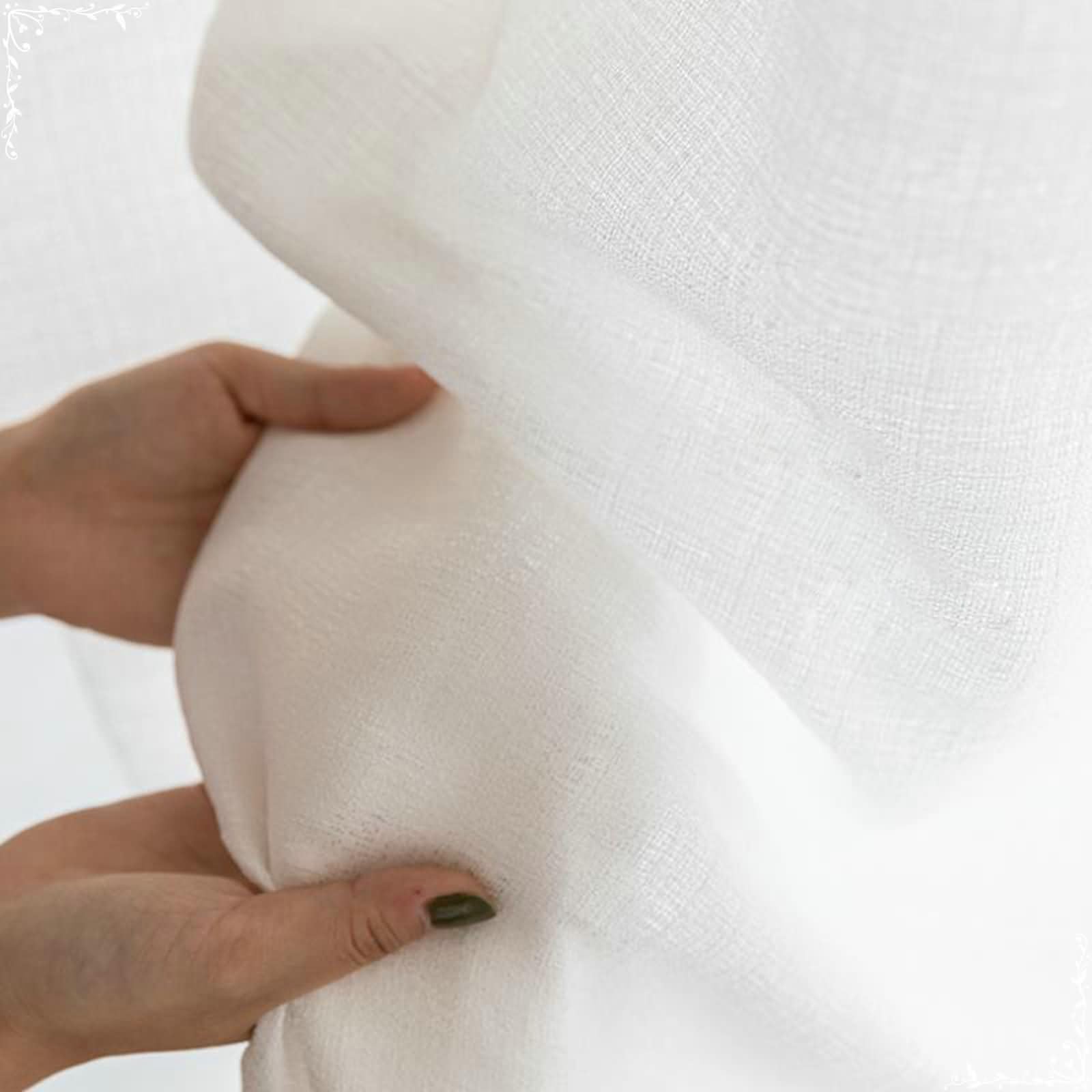 Gardinen Transparent Voile 2er Set,2 x 107W x 138H cm,Vorhänge Wohnzimmer Durchsichtig Weiß Einfarbig Gardinen mit Hakenaufhängung