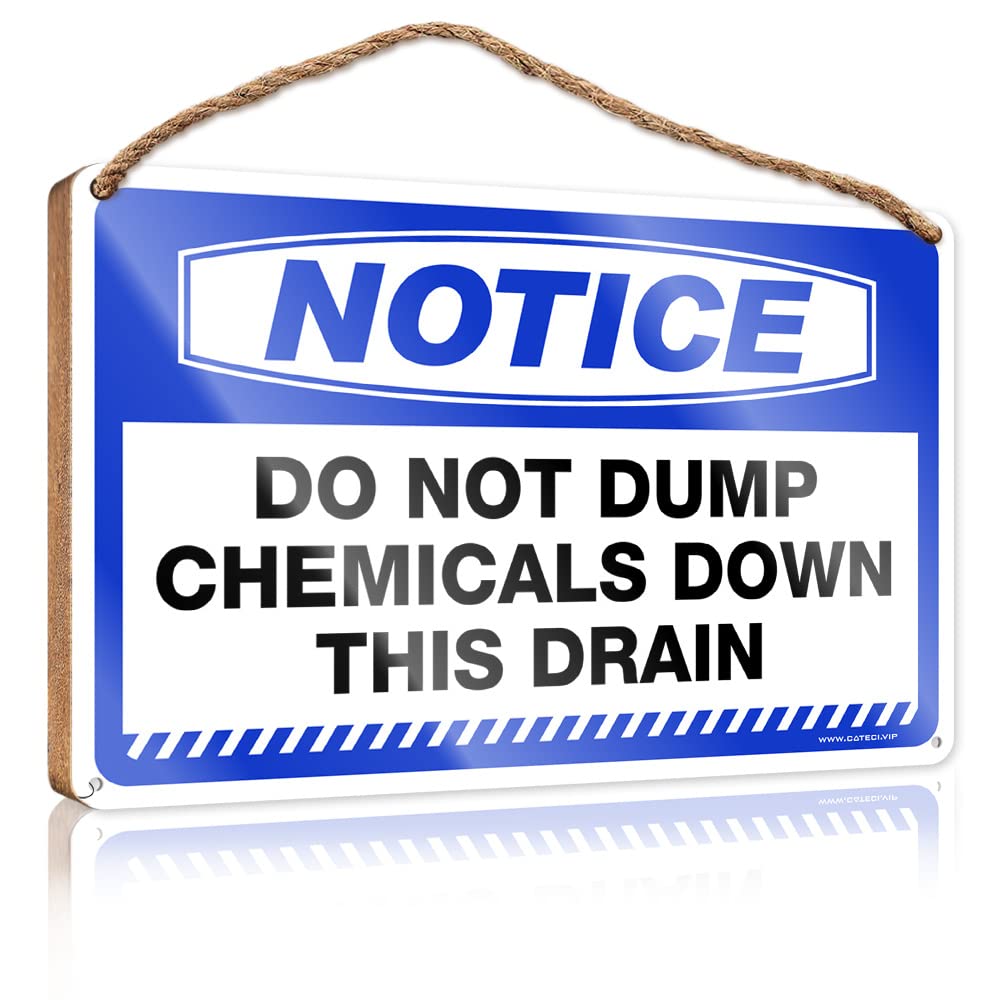 DTHA Funny Wood Decor Notice Do Not Dump Chemicals Down This Drain Wooden Sign Wood Bathroom Decor Farmhouse Decor For The Home