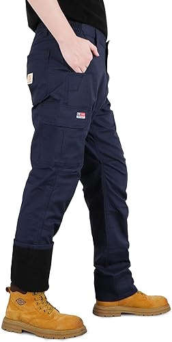 BOCOMAL FR Cargo Pants for Winter Modacrylic Cotton Fleece Lined Strecth Ripstop