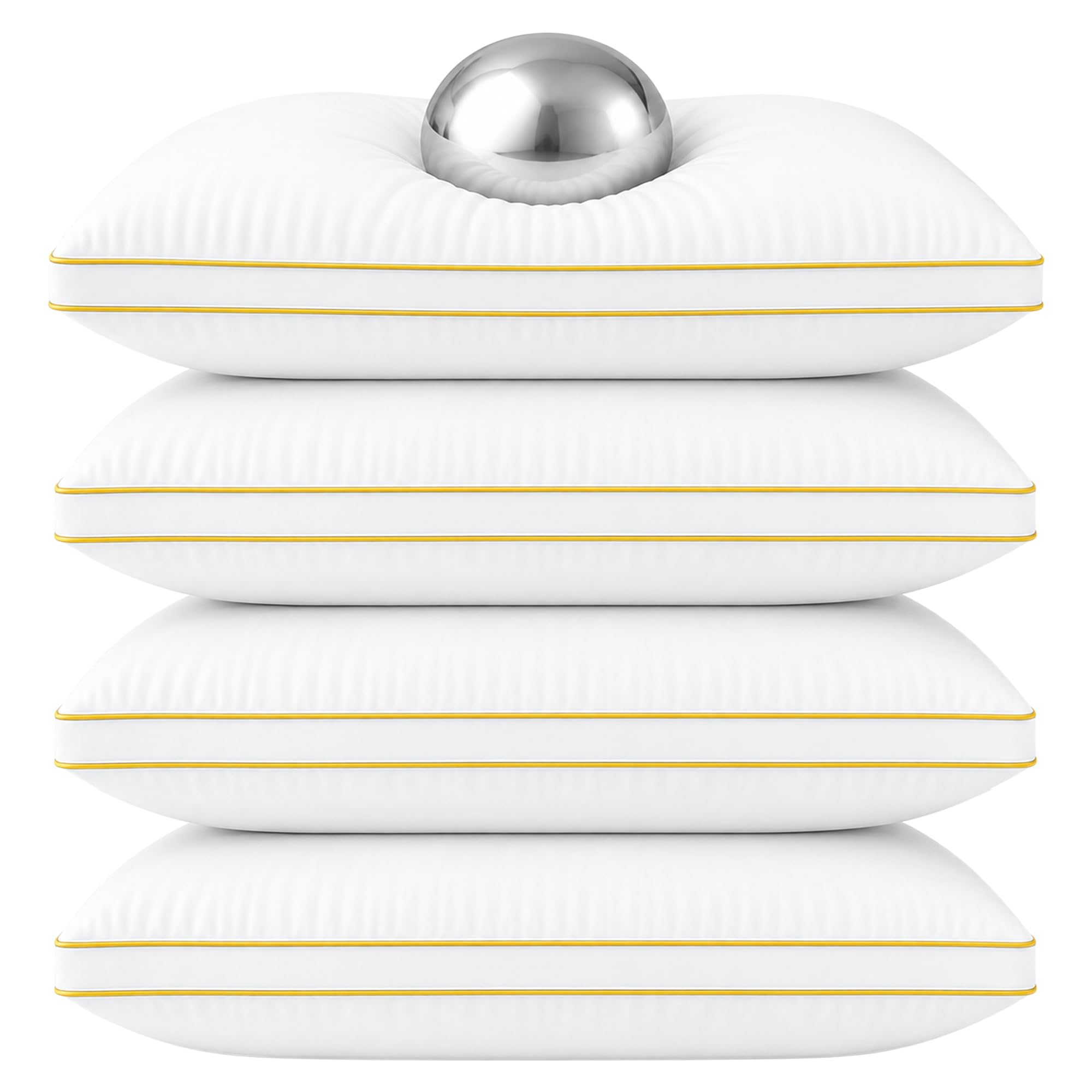 Rohi Gusseted Box Pillows 4 Pack Hotel Quality | 2” Thick Box Design with Extra Down Alternative Filling | Medium Firm Support for Side & Back Sleepers | Breathable & Hypoallergenic UK Made (45×70 cm)