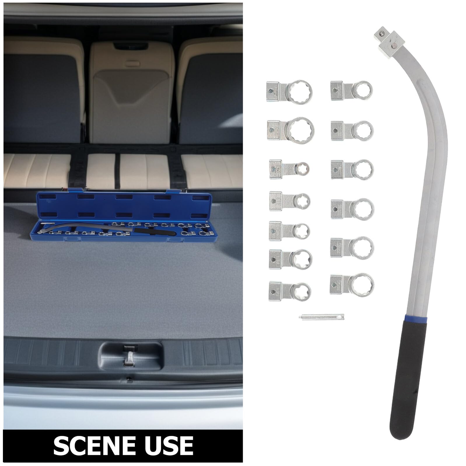 NUOBESTY Juego de 15 Herramientas para Tensor de Correa Serpentina Ajustable Extractor E Instalador de Poleas para Reparación Automotriz Kit Profesional para Mantenimiento de Motor y
